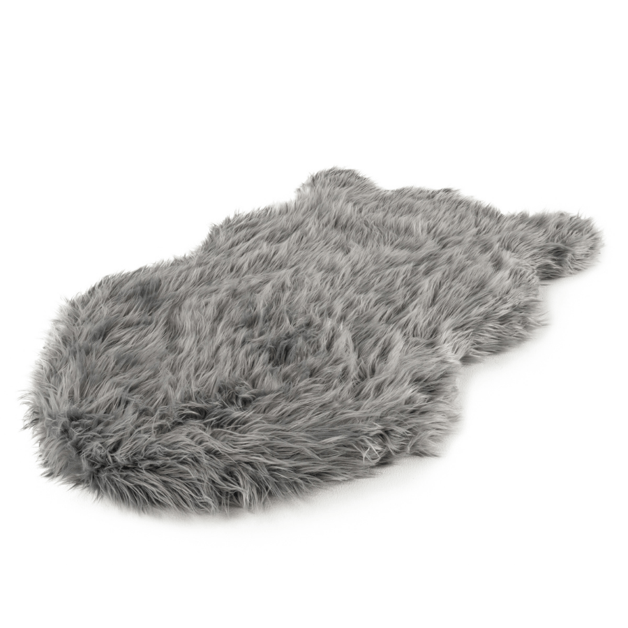 PupRug by Paw.com® Faux Fur Orthopedic Dog Bed - Curve Charcoal Grey - - Dog Beds by Paw.com