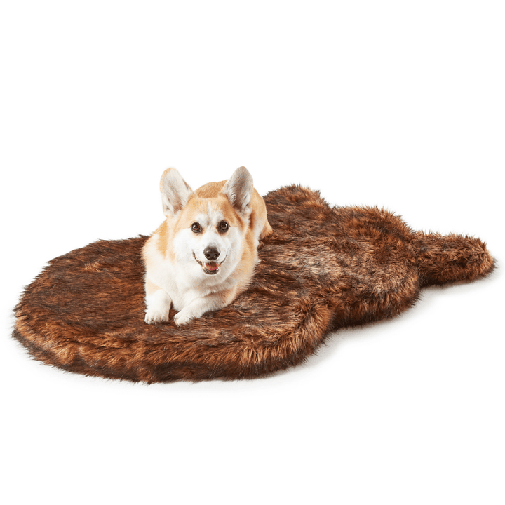 PupRug by Paw.com® Faux Fur Orthopedic Dog Bed - Curve Brown - - Dog Beds by Paw.com