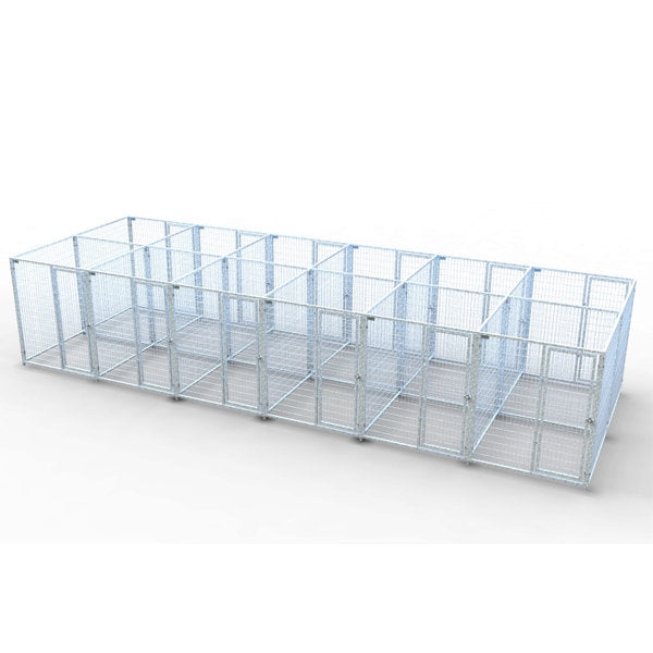 TK Products Back to Back Complete 12-Run Kennel 5’x5’ w/ Stainless Steel Hardware - - Dog Kennels & Runs by TK Products
