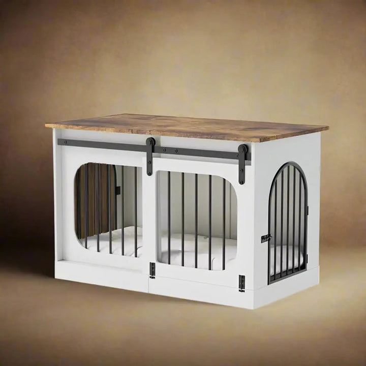 OnePaw MAIA Farmhouse Wooden Dog Crate with Barn Door - - Furniture Crate by OnePaw Dog Company