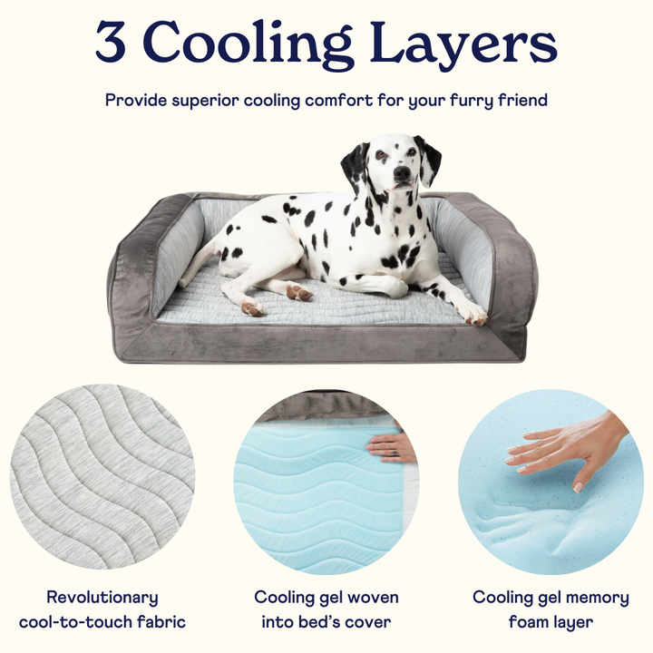 PupChill™ Cooling Bolster Dog Bed + Waterproof Blanket Bundle - Arctic Grey - - by Paw.com