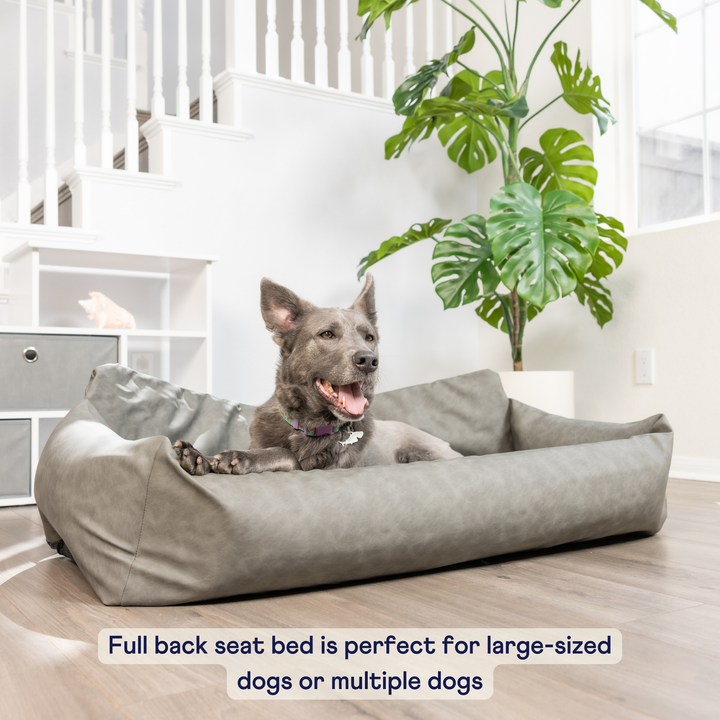 PupProtector™ Faux Leather Memory Foam Dog Car Bed - Slate Gray - - Travel by Paw.com