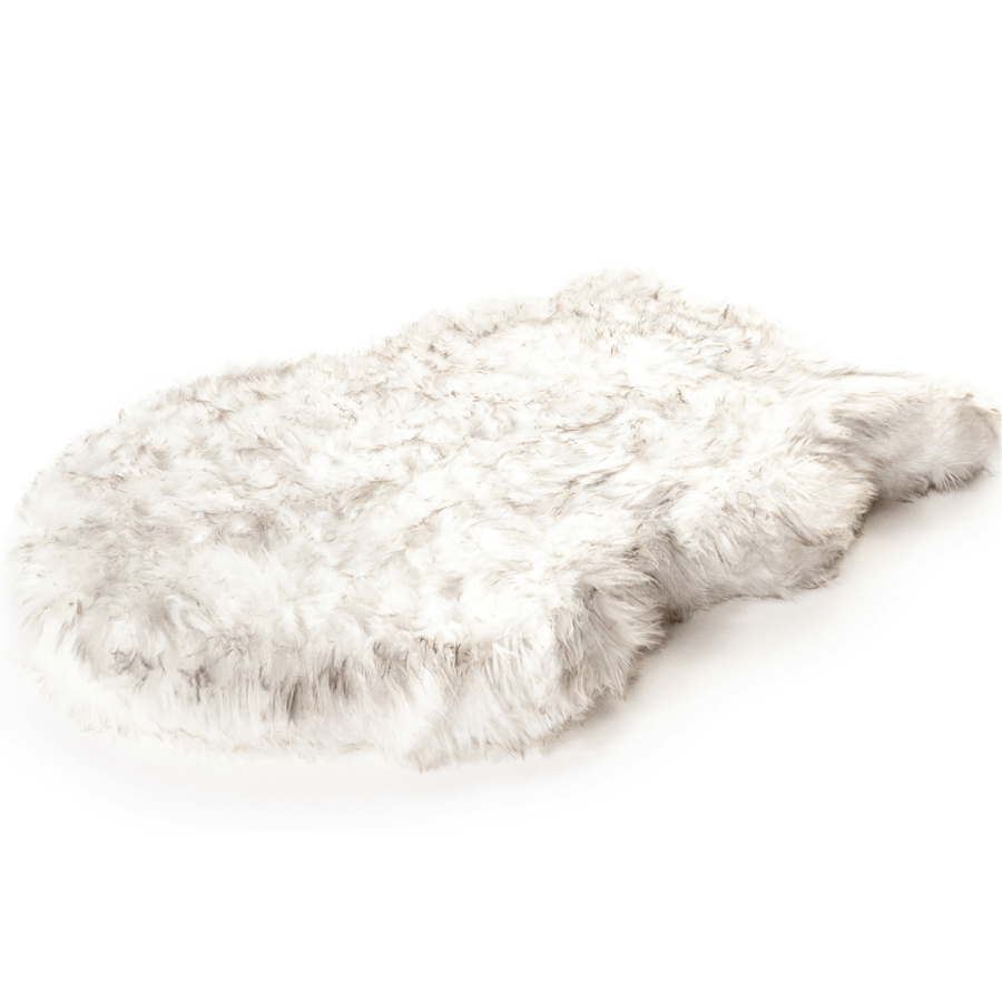 PupRug by Paw.com® Faux Fur Orthopedic Dog Bed - Curve White with Brown Accents - - Dog Beds by Paw.com