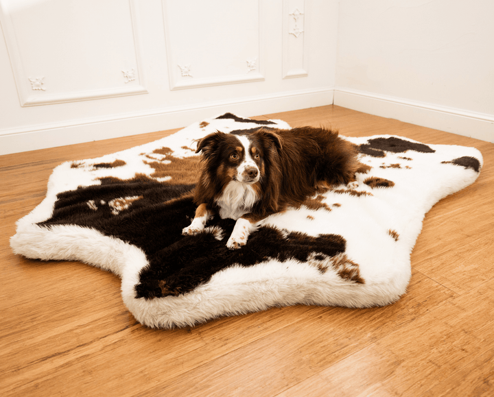 PupRug® Animal Print Memory Foam Dog Bed - Brown Faux Cowhide - - Dog Beds by Paw.com