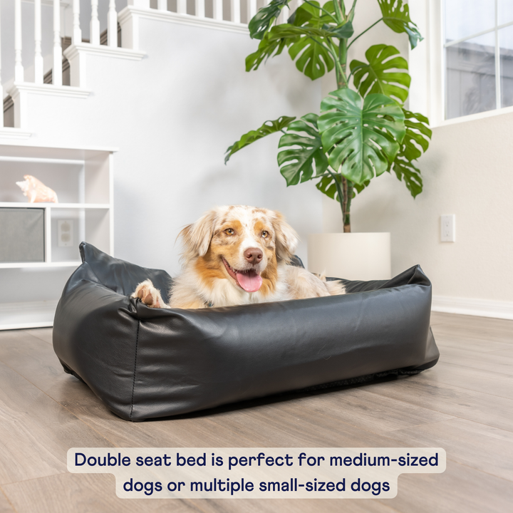PupProtector™ Faux Leather Memory Foam Dog Car Bed - Black - - Travel by Paw.com