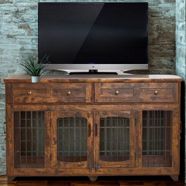 OnePaw THEIA Double Dog Crate with Drawers - - Furniture Crate by OnePaw Dog Company