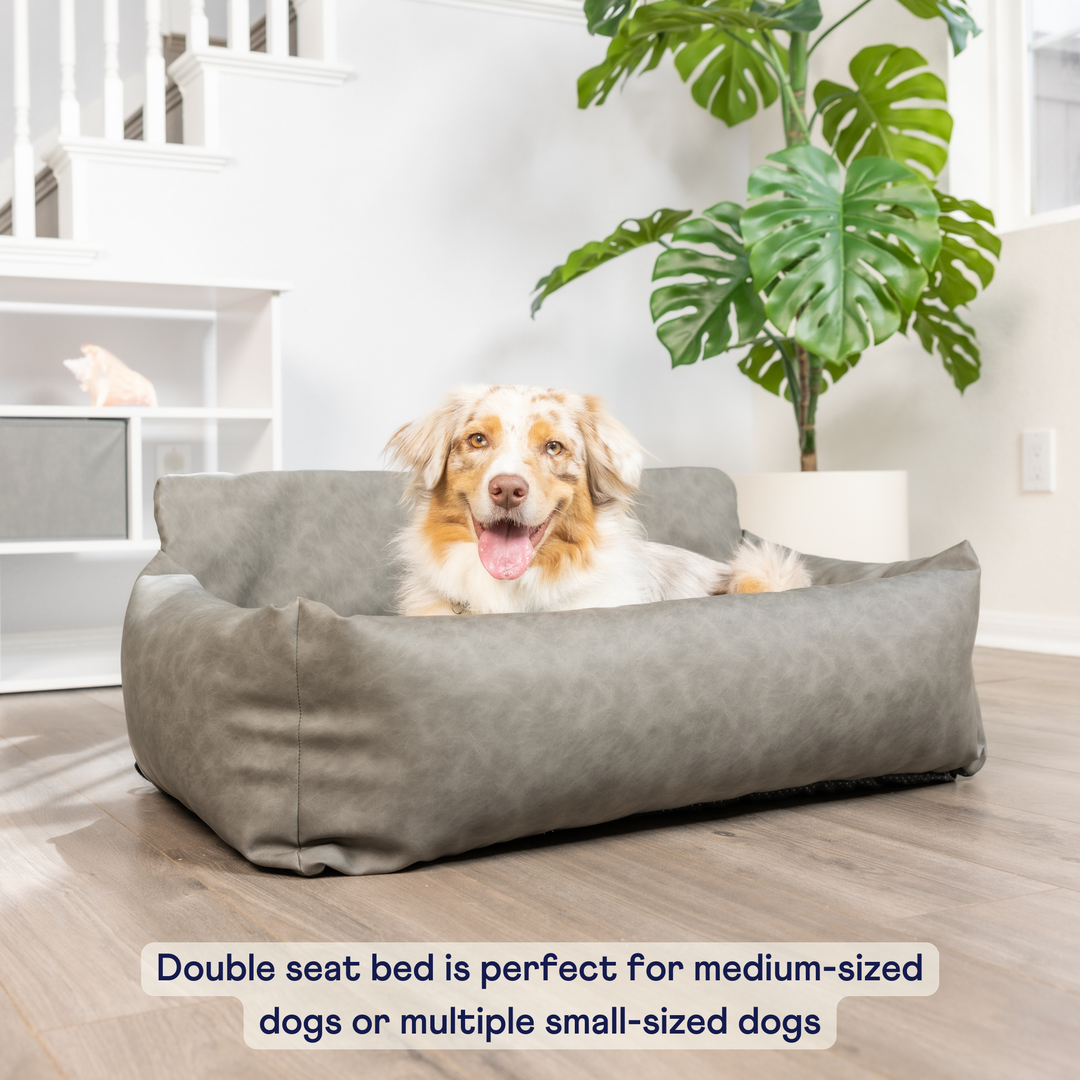 PupProtector™ Faux Leather Memory Foam Dog Car Bed - Slate Gray - - Travel by Paw.com