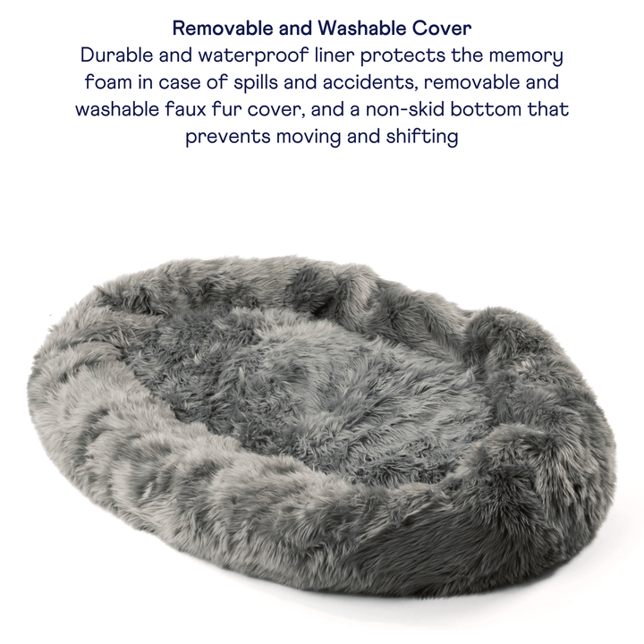 PupCloud™ Human-Size Faux Fur Memory Foam Dog Bed - Charcoal Grey - - by Paw.com