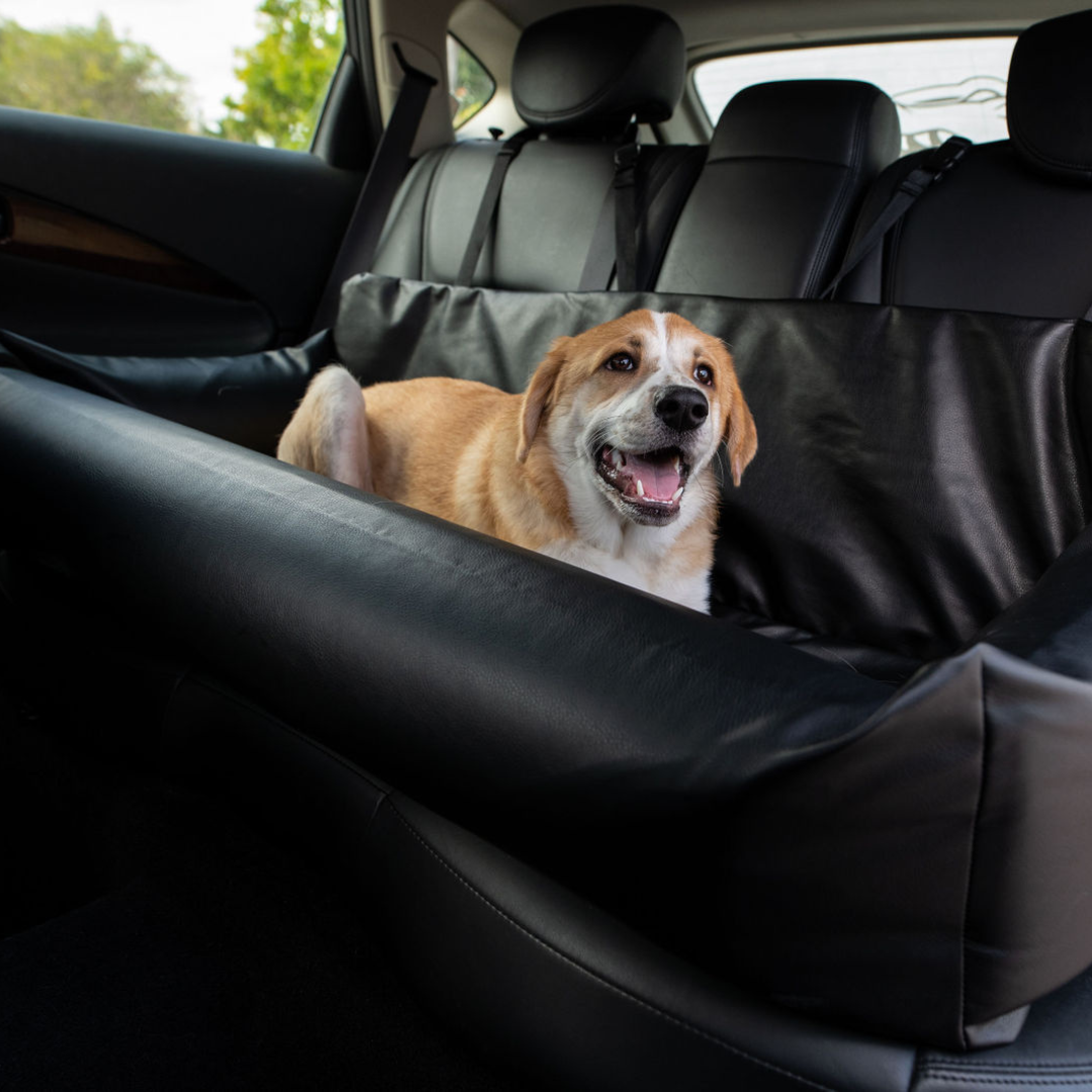 PupProtector™ Faux Leather Memory Foam Dog Car Bed - Black - - Travel by Paw.com
