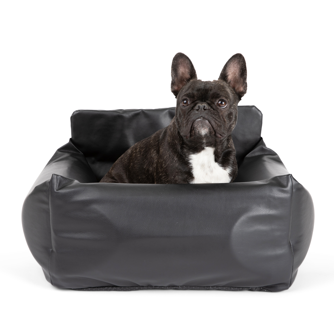 PupProtector™ Faux Leather Memory Foam Dog Car Bed - Black - - Travel by Paw.com