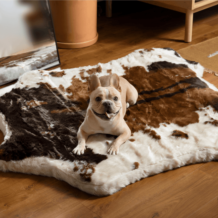 PupRug® Animal Print Memory Foam Dog Bed - Brown Faux Cowhide - - Dog Beds by Paw.com