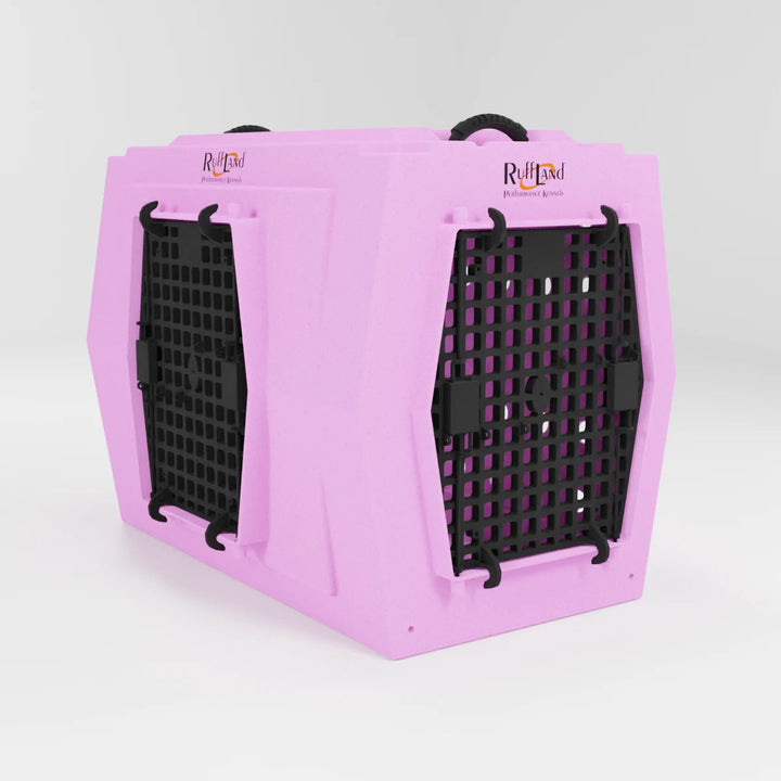 RuffLand Large Kennel - Light Pink Double Door (Front Left) - Dog crates by Ruff Land Performance Kennels
