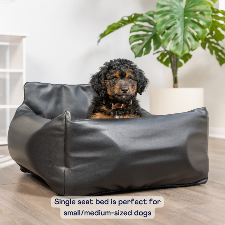 PupProtector™ Faux Leather Memory Foam Dog Car Bed - Black - - Travel by Paw.com
