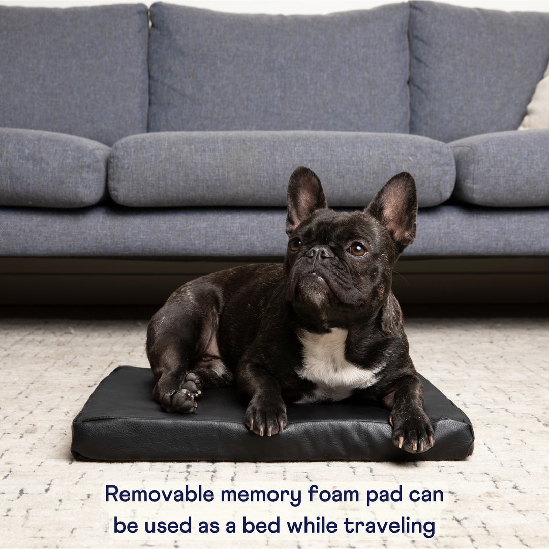 PupProtector™ Faux Leather Memory Foam Dog Car Bed - Black - - Travel by Paw.com
