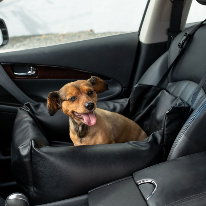 PupProtector™ Faux Leather Memory Foam Dog Car Bed - Black - - Travel by Paw.com