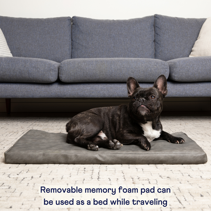 PupProtector™ Faux Leather Memory Foam Dog Car Bed - Slate Gray - - Travel by Paw.com