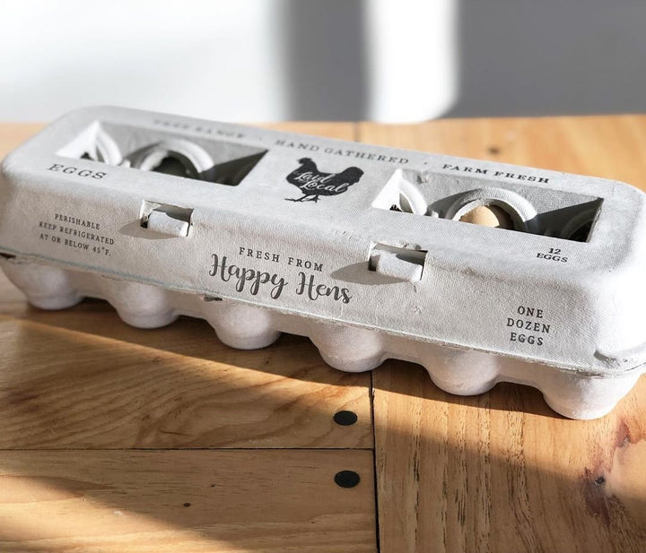 Henlay Laid Local Egg Cartons- Adorable Printed Vintage Design- 25, 90, or 250 - - Egg Cartons by My Pet Chicken