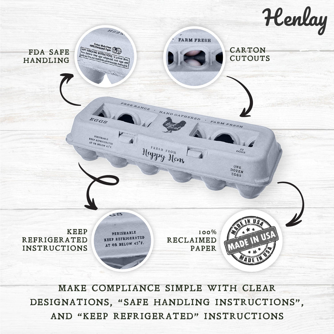 Henlay Laid Local Egg Cartons- Adorable Printed Vintage Design- 25, 90, or 250 - - Egg Cartons by My Pet Chicken