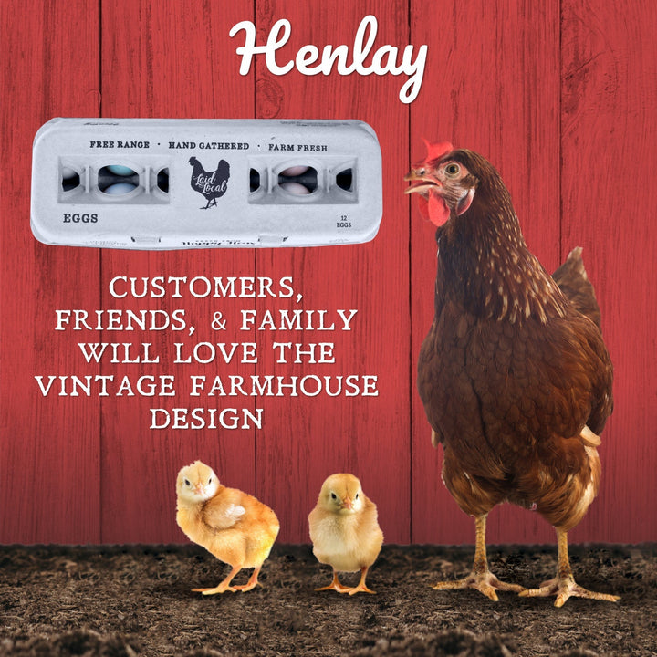 Henlay Laid Local Egg Cartons- Adorable Printed Vintage Design- 25, 90, or 250 - - Egg Cartons by My Pet Chicken