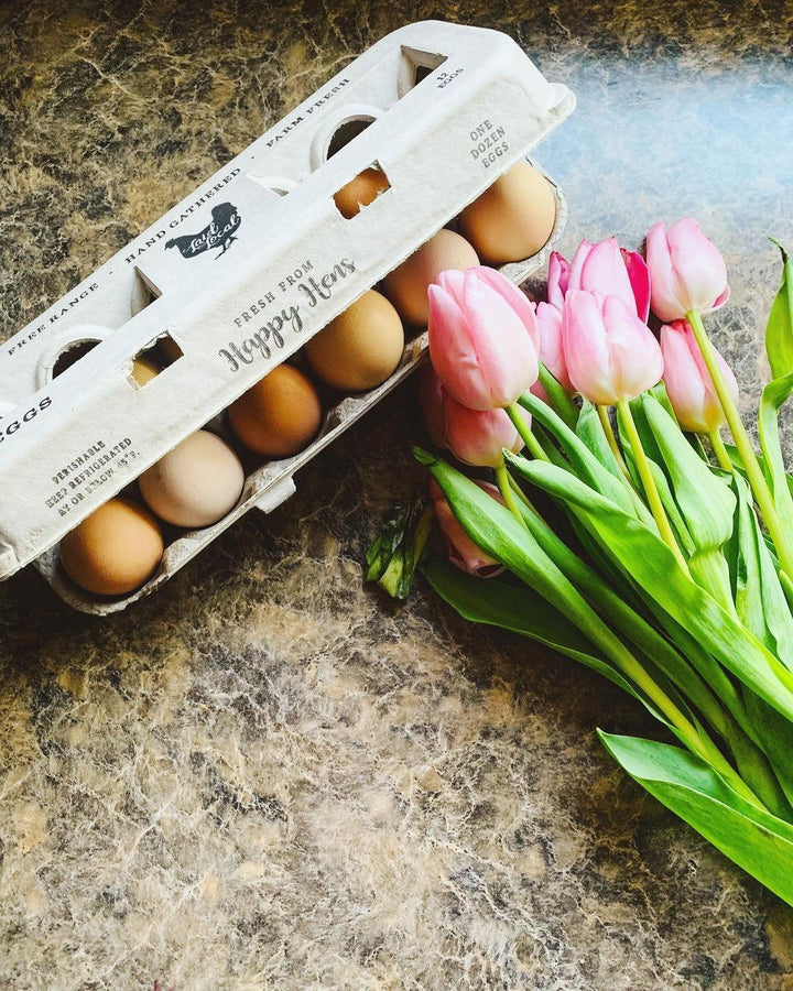 Henlay Laid Local Egg Cartons- Adorable Printed Vintage Design- 25, 90, or 250 - - Egg Cartons by My Pet Chicken
