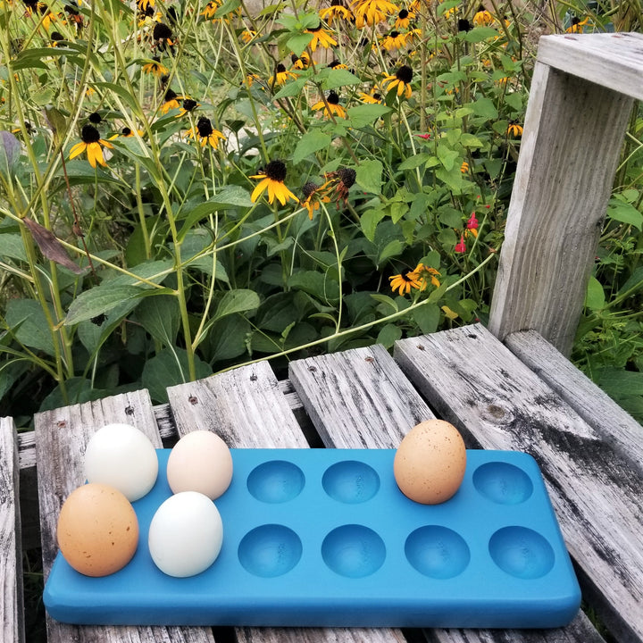Henlay Decorative Egg Storage Tray: Wooden Egg Holder for Refrigerator, Kitchen Counter, Serving, or Display - - Home Decor by My Pet Chicken