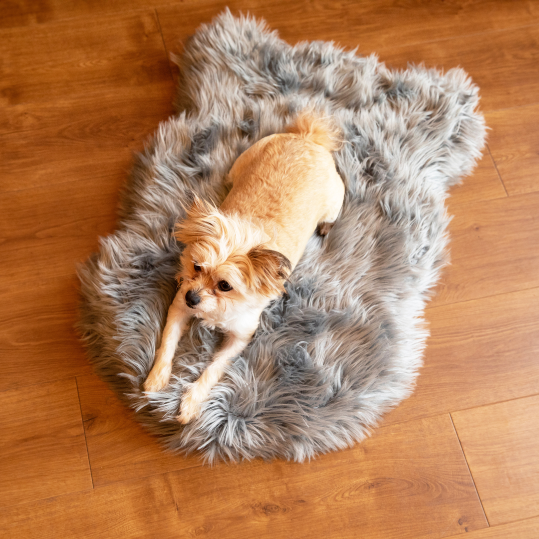 PupRug by Paw.com® Faux Fur Orthopedic Dog Bed - Curve Charcoal Grey - - Dog Beds by Paw.com