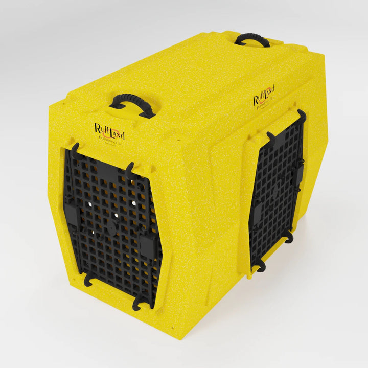 RuffLand Large Kennel - Sunflower Yellow Double Door (Front Right) - Dog crates by Ruff Land Performance Kennels