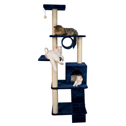 Armarkat 71" Navy Real Wood Cat Climbing Tower - - Cat Tree by Armarkat