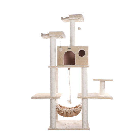 Armarkat 72" Beige Real Wood Cat Tree with Spacious Condo and Scratching Post - - Cat Tree by Armarkat