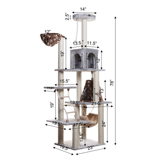 Armarkat 78" Real Wood Cat Climber with Playhouse - - Cat Tree by Armarkat