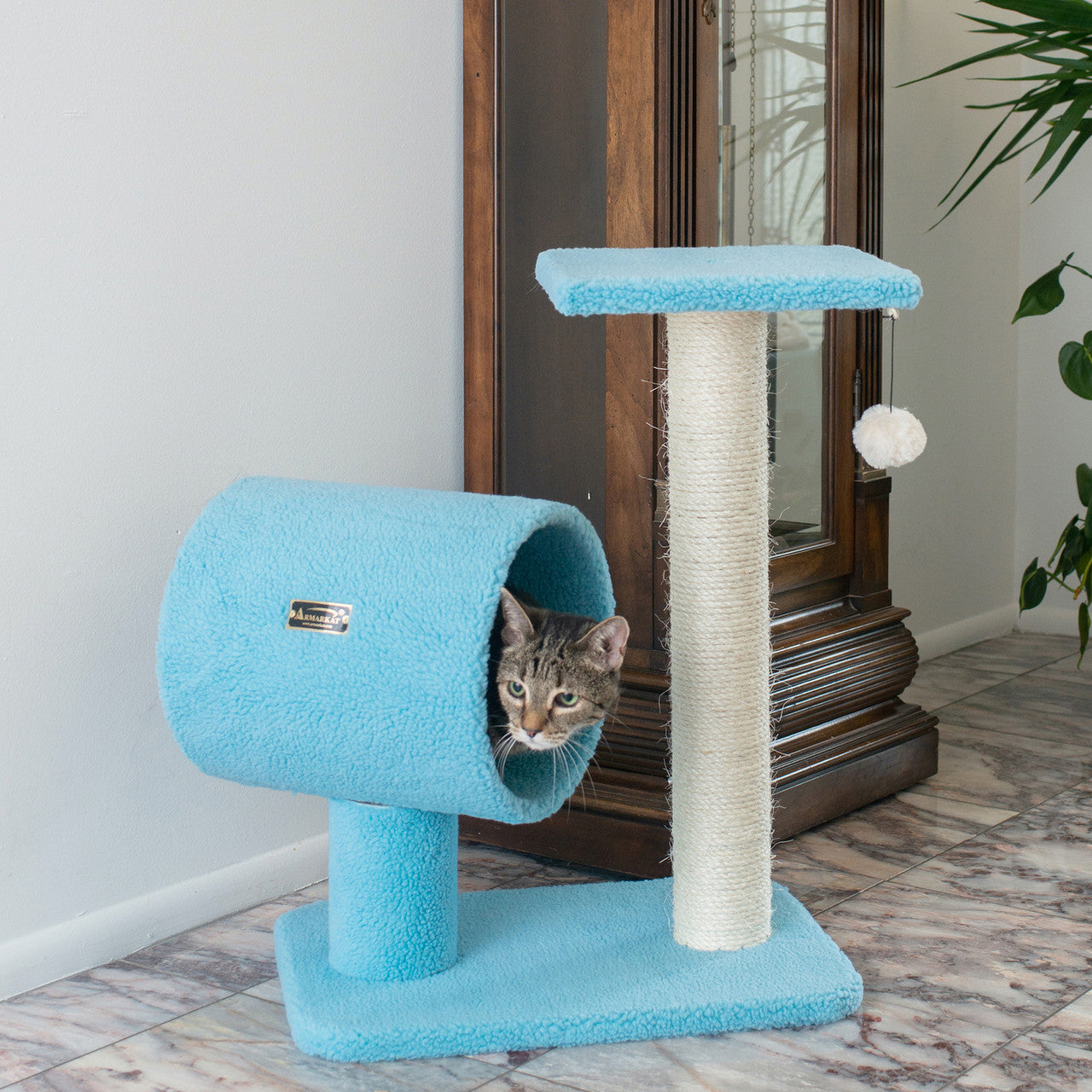 Armarkat 25" Cat Tree with Scratcher and Tunnel - Sky Blue - - Cat Tree by Armarkat