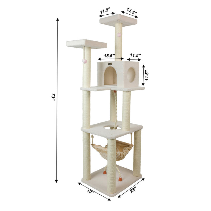 Armarkat 73" 4-Level Classic Cat Tree - Ivory - - Cat Tree by Armarkat