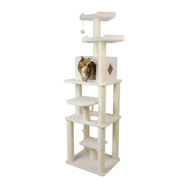 Armarkat 78" 6-Level Cat Tree with Playhouse and Rope Swing - Ivory - - Cat Tree by Armarkat