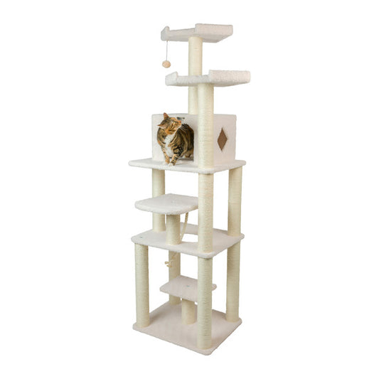 Armarkat 78" 6-Level Cat Tree with Playhouse and Rope Swing - Ivory - - Cat Tree by Armarkat
