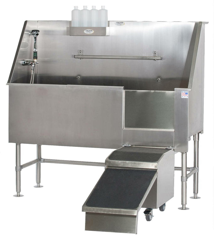 Petlift Aqua Quest Stainless Steel Walk-In Dog Grooming Bath Tub 48" - - Grooming Tubs by Petlift