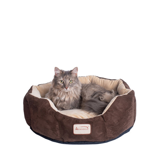 Armarkat Cozy Pet Bed for Cats and Extra Small Dogs - Mocha/Beige - - Cat Beds by Armarkat