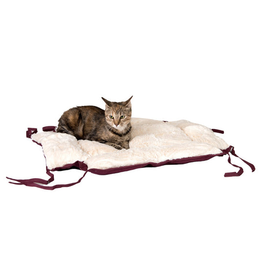 Armarkat 2-in-1 Cat Bed and Fleece Mat - Burgundy/Ivory - - Cat Beds by Armarkat