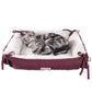 Armarkat 2-in-1 Cat Bed and Fleece Mat - Burgundy/Ivory - - Cat Beds by Armarkat