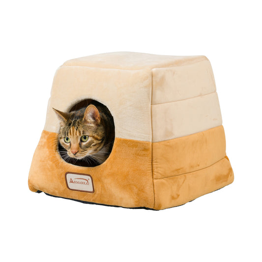 Armarkat 2-in-1 Cat Cave and Bed - Brown/Beige - - Cat Beds by Armarkat