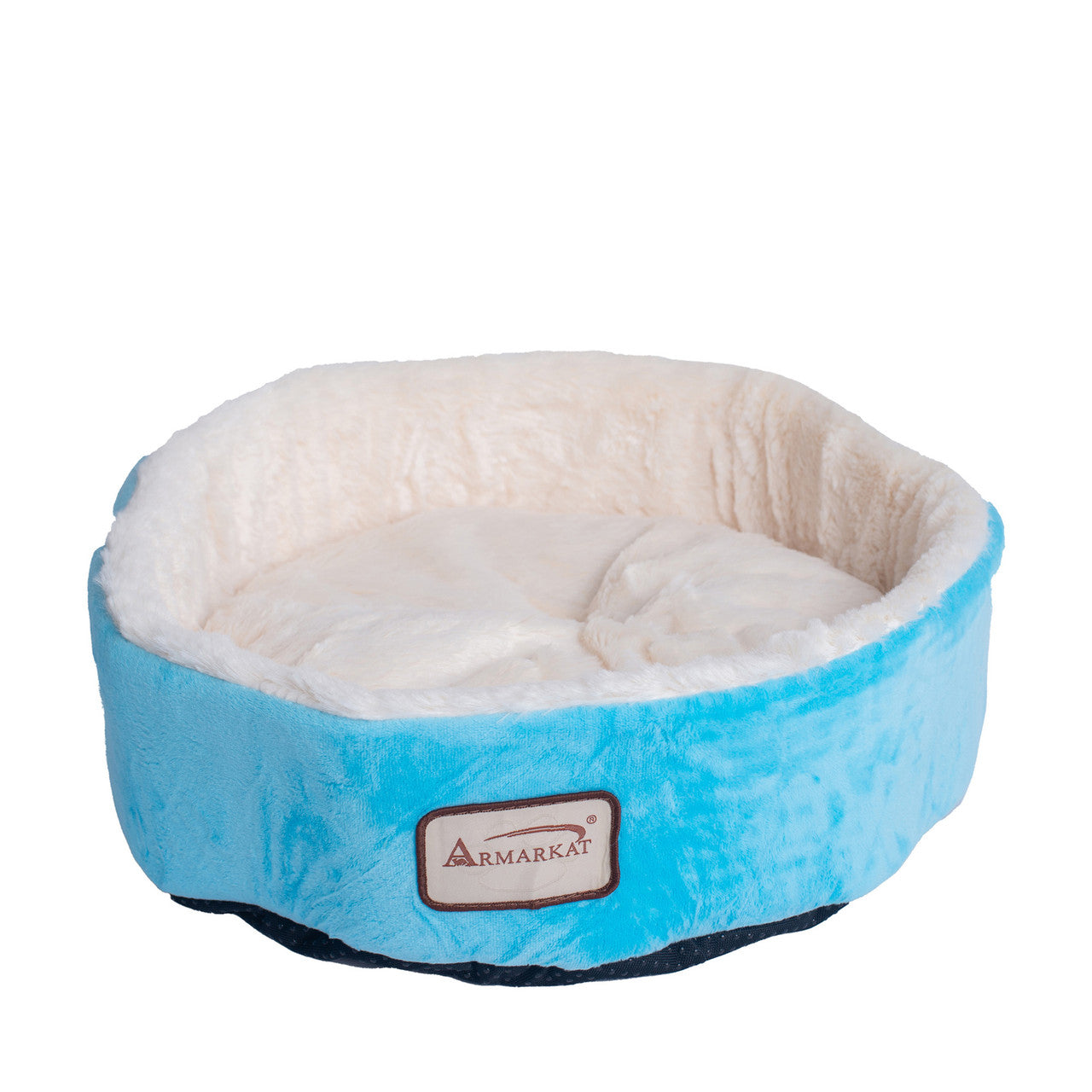 Armarkat Soft Plush Round Cat Bed - Sky Blue/Ivory - - Cat Beds by Armarkat