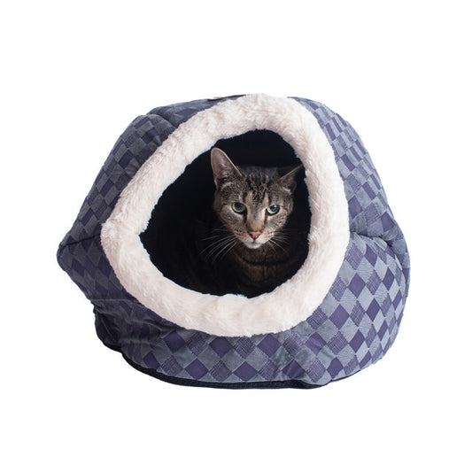 Armarkat Cuddle Cat Cave - Blue Checkered - - Cat Beds by Armarkat
