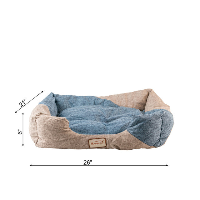 Armarkat Soft Upholstery Cat Bed - Cornflower Blue/Beige - - Cat Beds by Armarkat