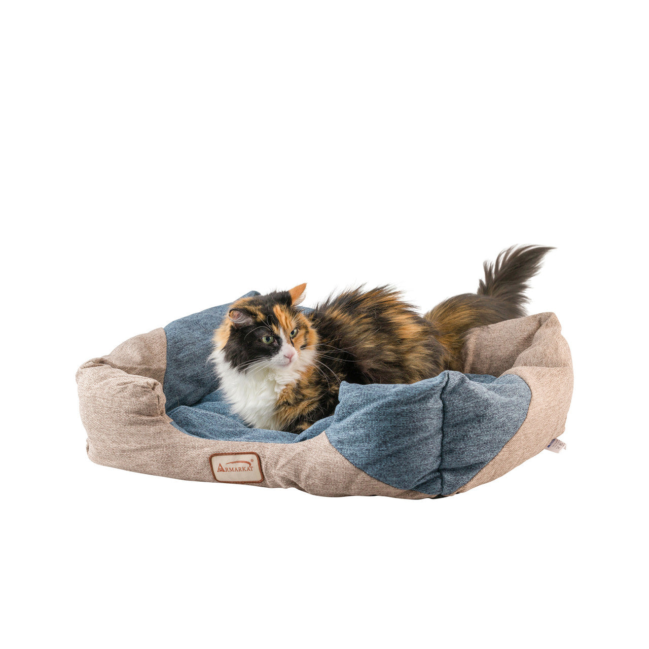 Armarkat Soft Upholstery Cat Bed - Cornflower Blue/Beige - - Cat Beds by Armarkat