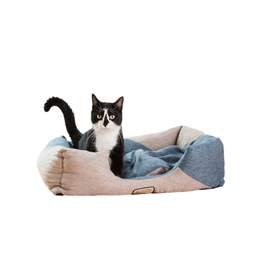 Armarkat Soft Upholstery Cat Bed - Cornflower Blue/Beige - - Cat Beds by Armarkat