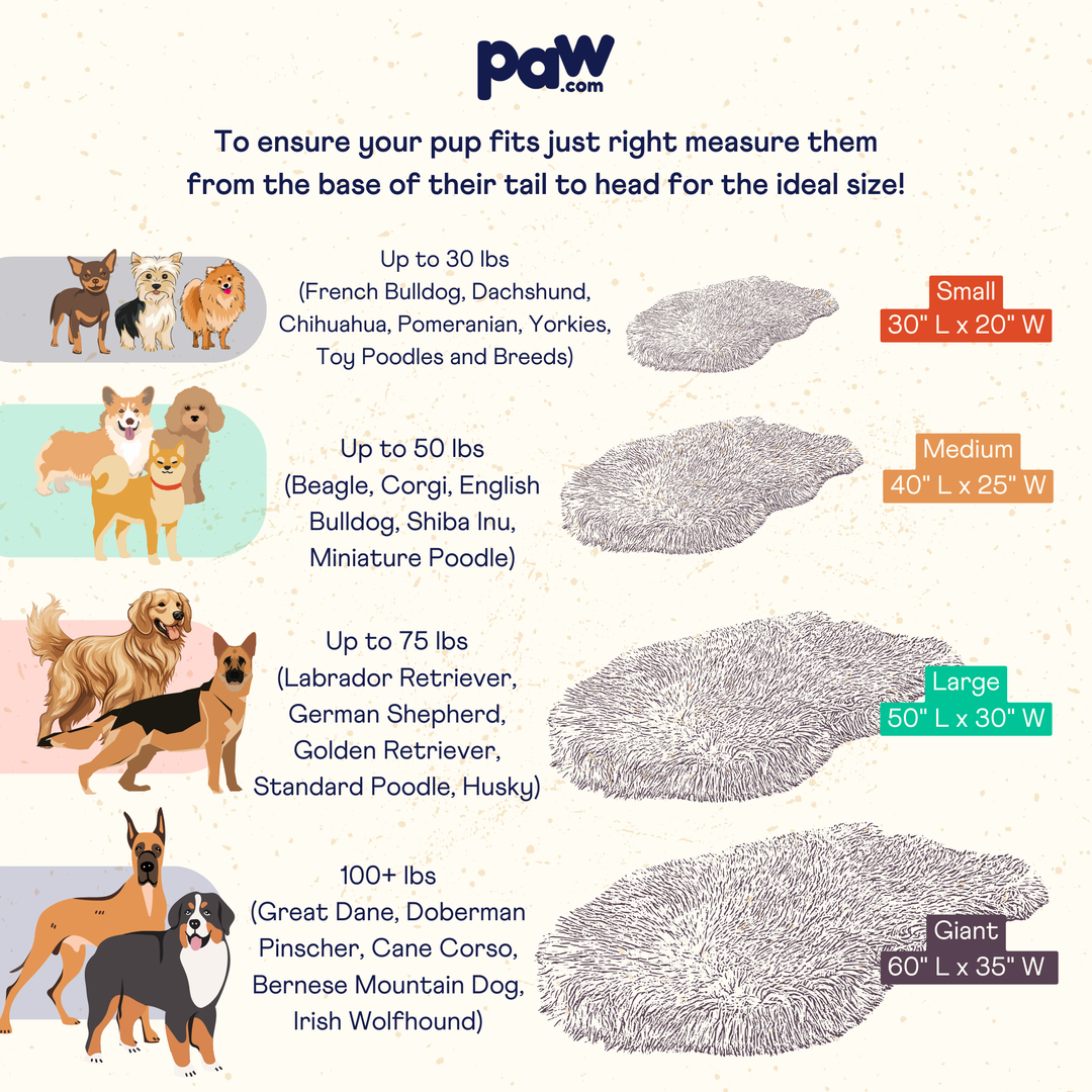 PupRug by Paw.com® Faux Fur Orthopedic Dog Bed - Curve Polar White - - Dog Beds by Paw.com