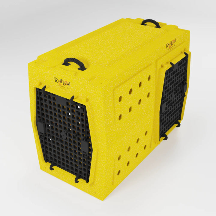 RuffLand X-Large Kennel - Sunflower Yellow Double Door (Front Right) - by Ruff Land Performance Kennels