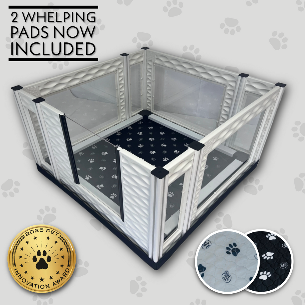 EZclassic TALL Windowed Whelping Box Set w/Rail Assembly - 48"x48"x28" TALL - by EZwhelp