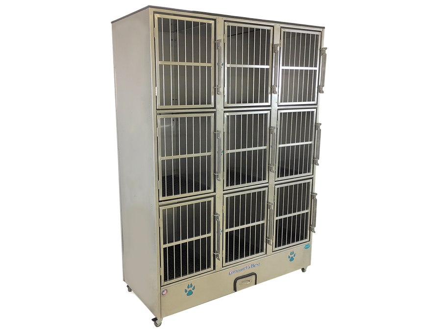 Groomer's Best 9 Unit Cage Bank - - Cage Banks by Groomer's Best