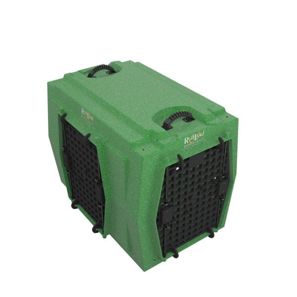 RuffLand Intermediate Kennel - GoGreen Double Door (Front Left) - Dog crates by Ruff Land Performance Kennels