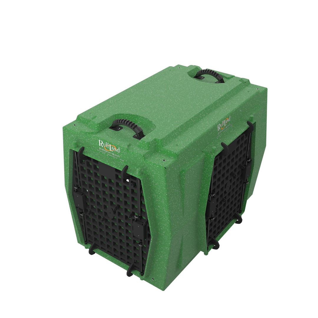 RuffLand Intermediate Kennel - GoGreen Double Door (Front Right) - Dog crates by Ruff Land Performance Kennels